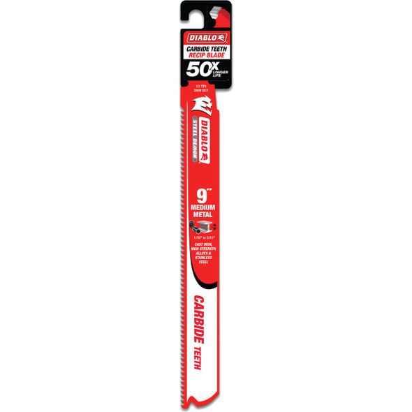 Diablo Steel Demon 9 In. 10 TPI Carbide Medium Metal Reciprocating Saw Blade DS0910CF 302040