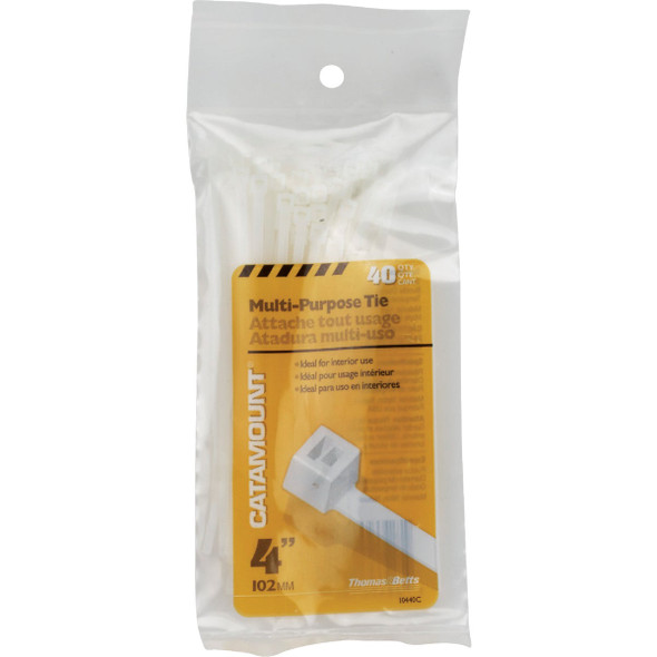 Gardner Bender 4 In. x 0.10 In. Natural Color Nylon Cable Tie (40-Pack) 45-104 503649
