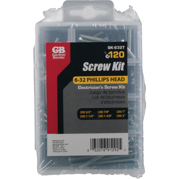 Gardner Bender Flat Head Electrician Screw Repair Kit (120 Ct.) SK-632T