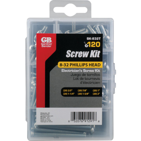 Gardner Bender Round Head Electrician Screw Repair Kit (120 Ct.) SK-832T