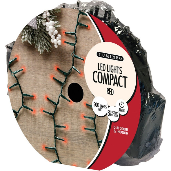 Holiday Wonderland Red 500-Bulb LED Compact Light Set with Dark Green Wire 9976501 916266