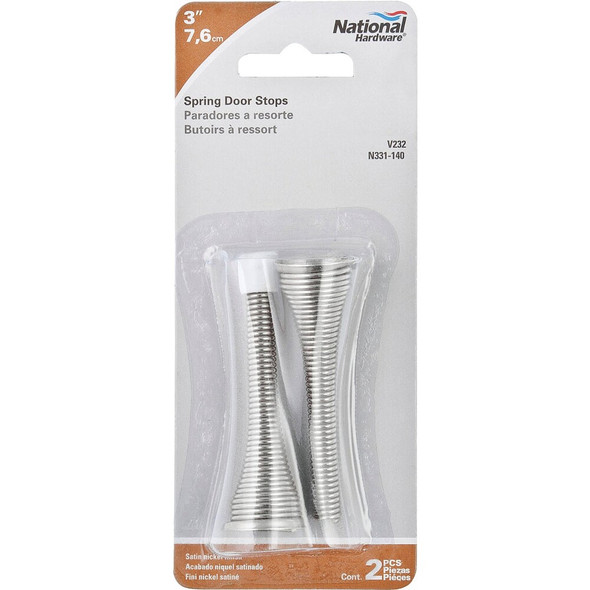 National Hardware 3 In. Satin Nickel Spring Door Stop (2-Count) N331-140 200563