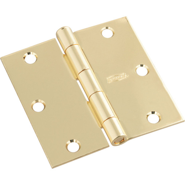 National Hardware 3-1/2 In. Square Polished Brass Door Hinge (3-Pack) N830-320