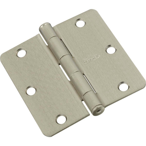 National Hardware 3-1/2 In. X 1/4 In. Radius Satin Nickel Door Hinge (3-Pack)