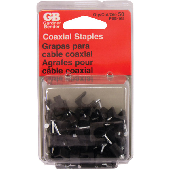 Gardner Bender 1/4 In. Plastic Black Coaxial Staple (50-Count) PSB-165