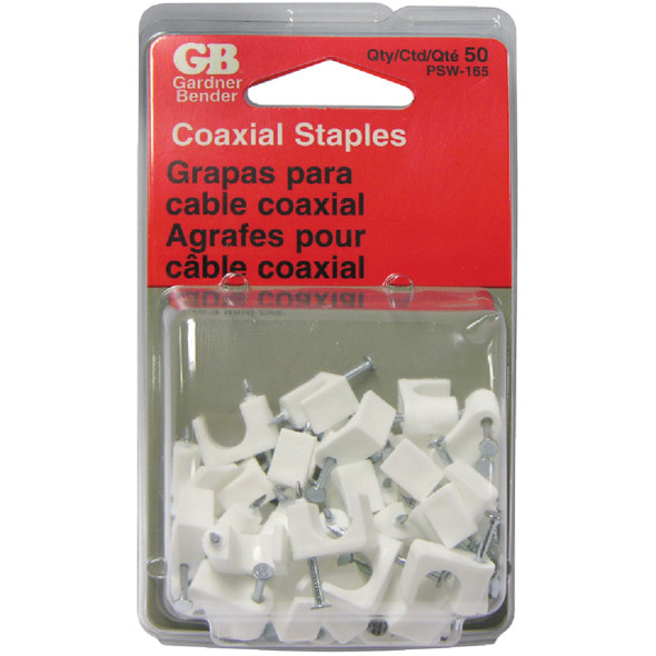 Gardner Bender 1/4 In. Plastic White Coaxial Staple (50-Count) PSW-165