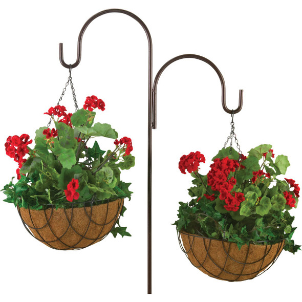 Best Garden 14 In. Steel Rod Black Powder Coat Hanging Plant Basket Best Garden 14 In. Steel Rod Black Powder Coat Hanging Plant Basket