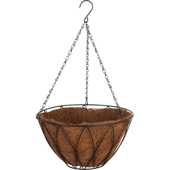 Best Garden 12 In. Steel Rod Black Powder Coat Hanging Plant Basket HB1326-12