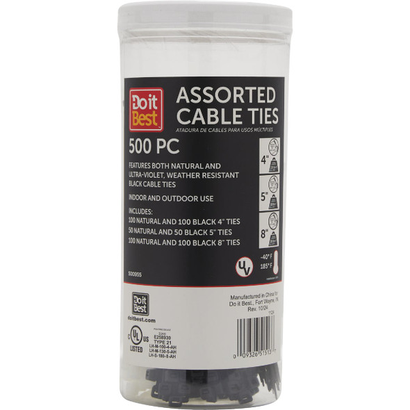 SIM Supply, Inc. 500pc Nat&blk Cable Tie USDO-500SM
