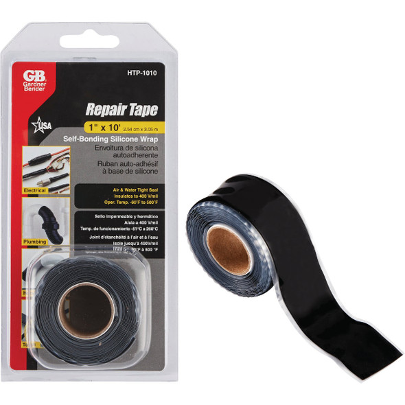 Gardner Bender Black 1 In. x 10 Ft. Self-Bonding Silicone Wrap HTP-1010