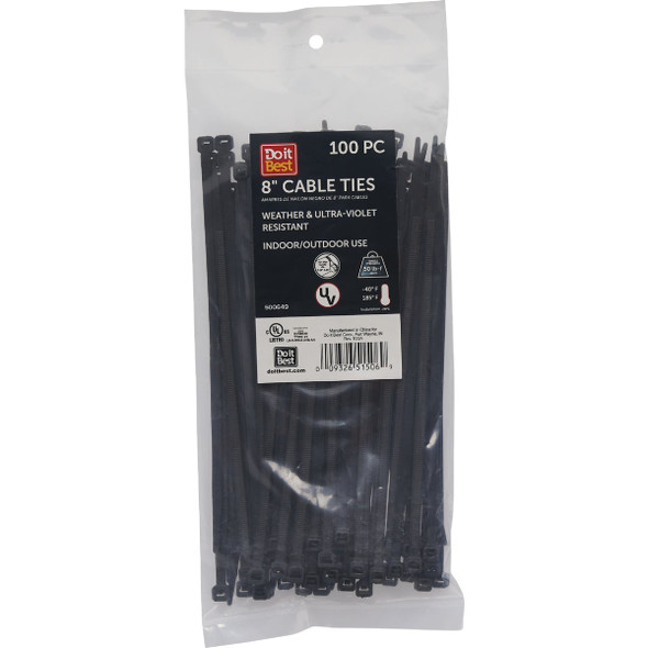 SIM Supply, Inc. 8" 100pc Blk Cable Tie LH-S-200-8-UVB