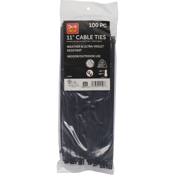 SIM Supply, Inc. 11" 100pc Blk Cable Tie LH-S-280-11-UVB