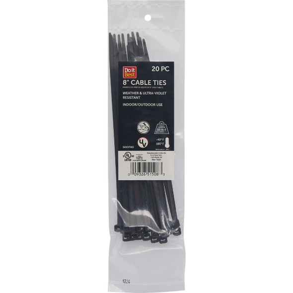 SIM Supply, Inc. 8" 20pc Blk Cable Tie LH-S-200-8-UVB-20