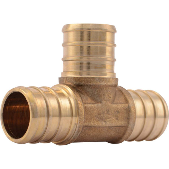 SharkBite 3/4 In. x 3/4 In. x 3/4 In. Barb Brass PEX Tee (10-Pack) UC370LFA10