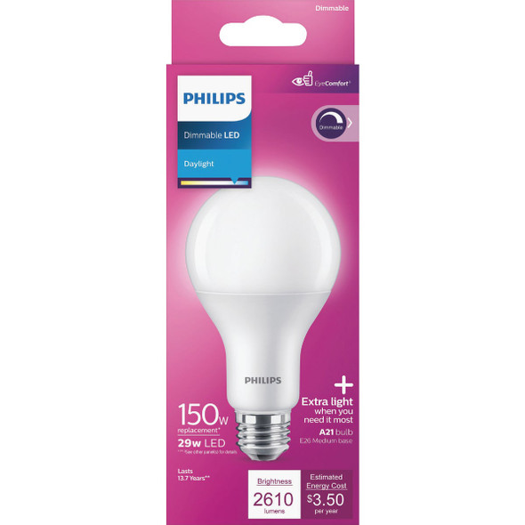 Philips 150W Equivalent Daylight A21 Medium Dimmable LED Light Bulb