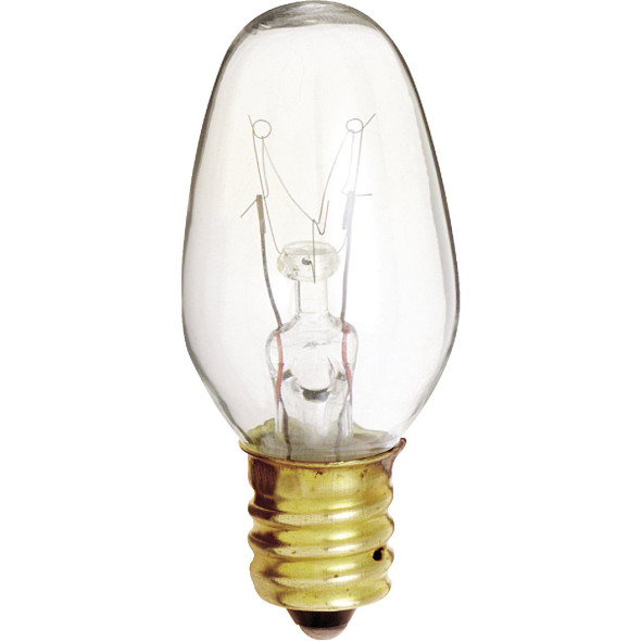 Satco 7W Clear Candelabra Base C7 Incandescent Night Light Bulb (2-Pack) S3791