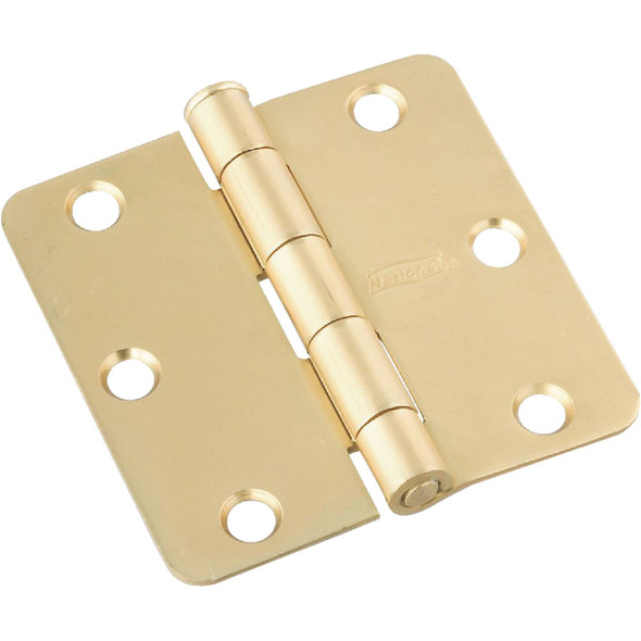National Hardware 3 In. x 1/4 In. Radius Satin Brass Door Hinge N830-229