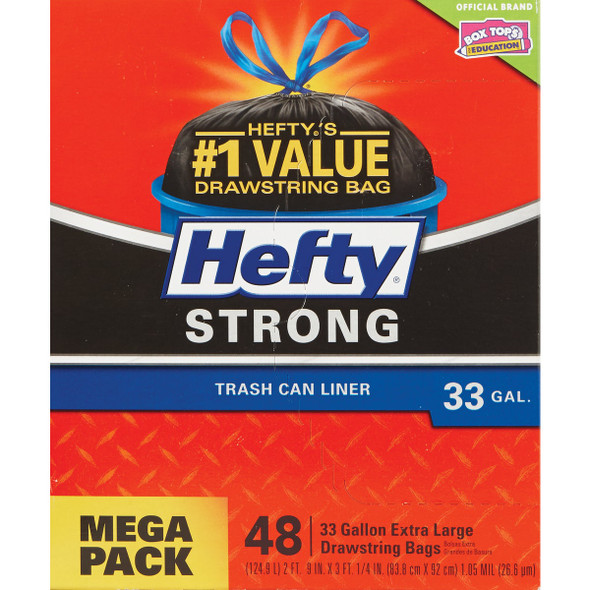 Hefty Strong 33 Gal. Extra Large Black Trash Bag (48-Count)