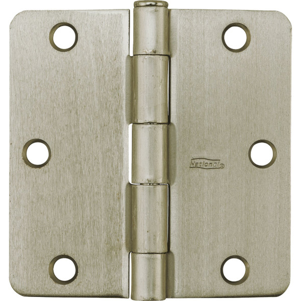 National Hardware 3-1/2 In. x 1/4 In. Radius Satin Nickel Door Hinge