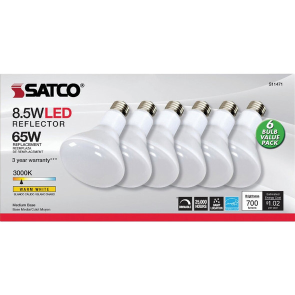 Satco 6pk 8wbr30 Led Med Bulb S11471 559312