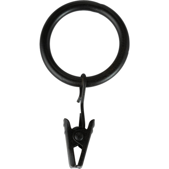 Kenney 5/8 In. To 3/4 In. Clip Curtain Ring, Black (14-Pack) KN75000V1