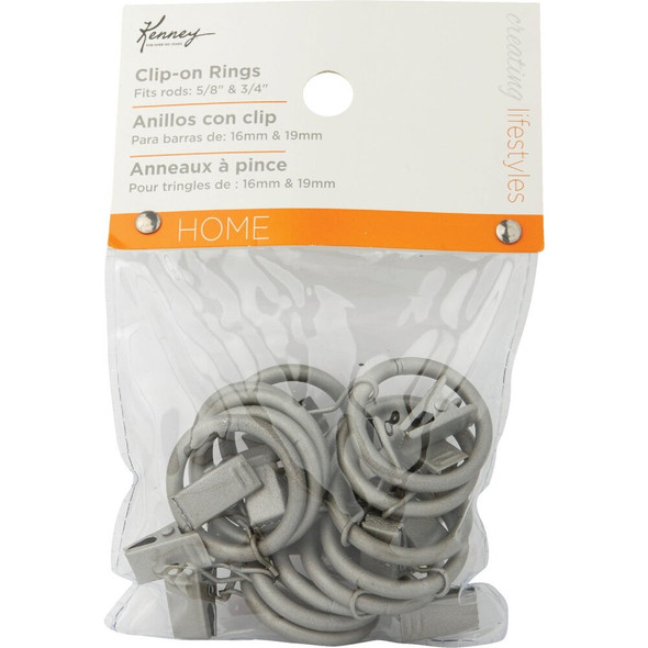 Kenney 5-8 In. To 3-4 In. Clip Curtain Ring, Pewter (14-Pack) KN75001 602384