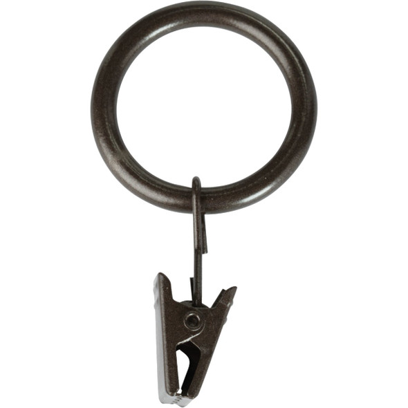 Kenney 5/8 In. To 3/4 In. Clip Curtain Ring, Brown (14-Pack) KN75003