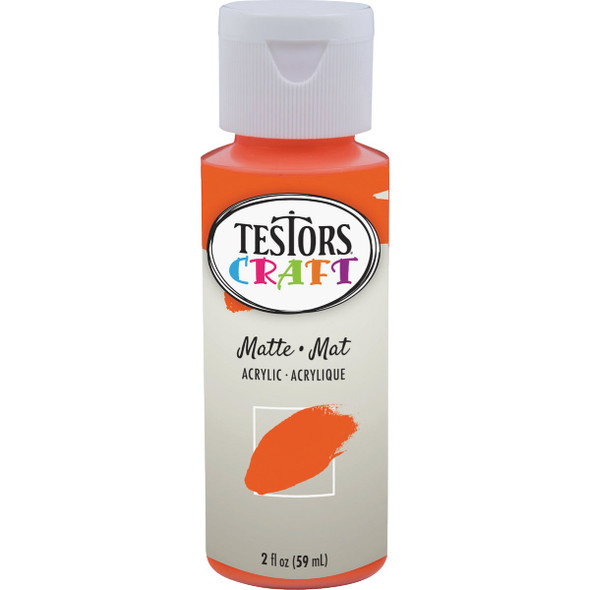 Testors 2 Oz. Acrylic Matte Craft Paint, Orange 292424A 771749