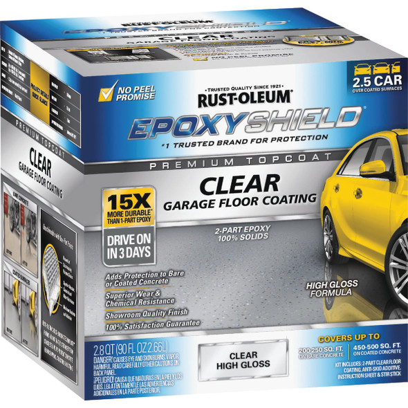 Rust-Oleum EpoxyShield Clear Finish Floor Coating Kit, Clear, 2.8 Qt.