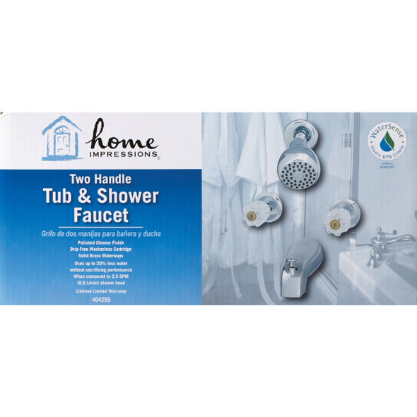 Home Impressions Chrome 2-Handle Acrylic Knob Tub & Shower Faucet F2010507CP-JPA9 404255