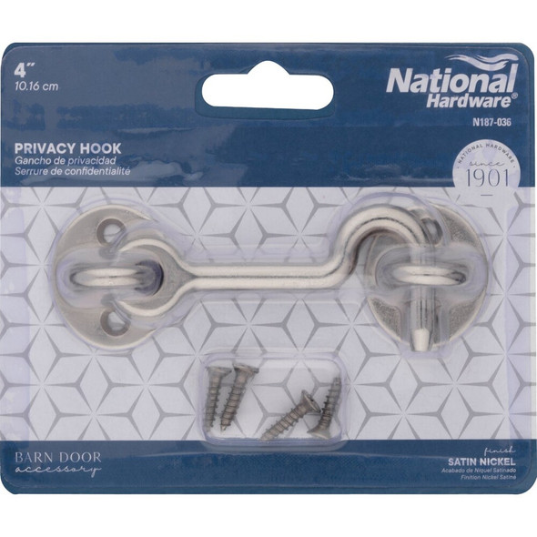 National Hardware Barn Door Satin Nickel Privacy Hook N187-036 200889