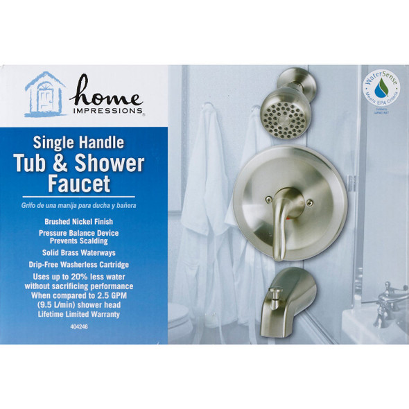 Home Impressions Brushed Nickel Single-Handle Metal Lever Tub & Shower Faucet F1210002NP-JPA3 404246