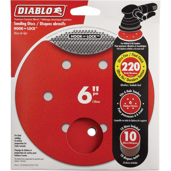 Diablo 10pk 6"220g Sanding Disc DCD060220H10G