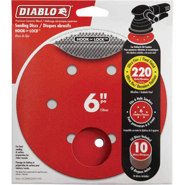 Diablo 10pk 6"220g Sanding Disc DCD060220H10G Diablo 10pk 6"220g Sanding Disc DCD060220H10G