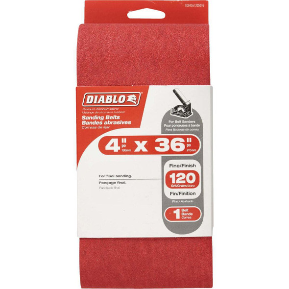 Diablo 4 In. x 36 In. 120 Grit General Purpose Sanding Belt DCB436120S01G