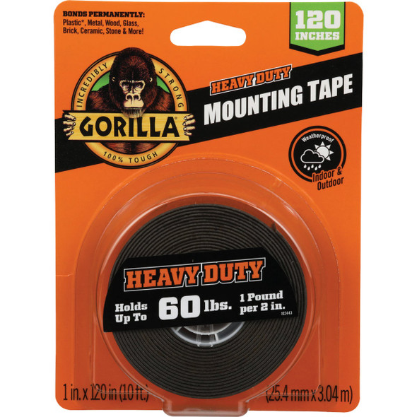 Gorilla 60lb Blk Mounting Tape 102441