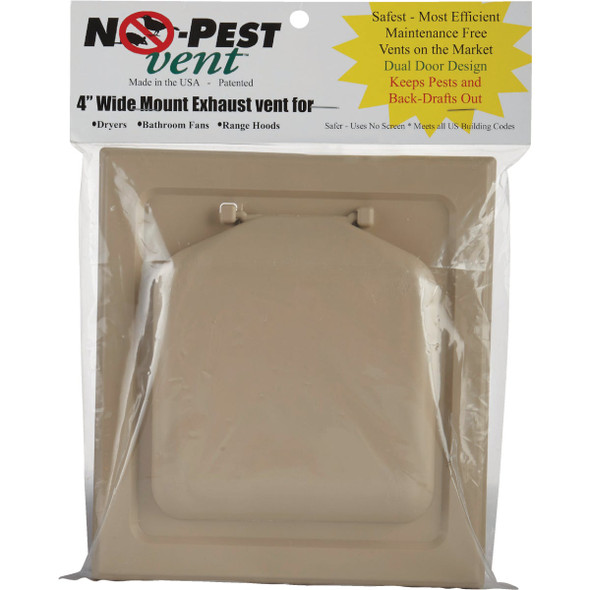 No-Pest 4 In. Tan Plastic Wide Mount Dryer Vent Hood NPWRT 261010