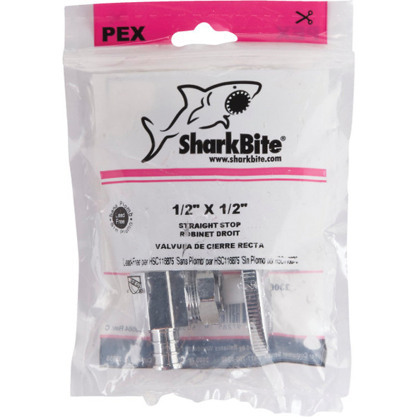 SharkBite 1-2 In. CF x 1-2 In. CF Multi-Turn Straight PEX Stop Valve 23063LF 461645