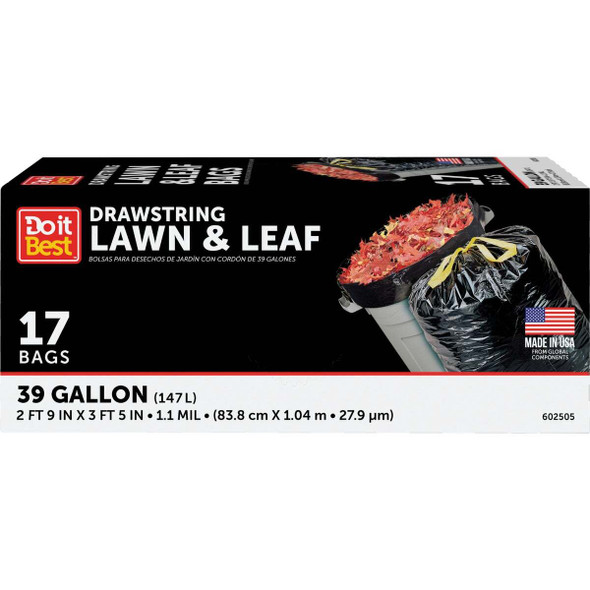 Do it Best 39 Gal. Black Drawstring Lawn & Leaf Bag (17-Count) 602505