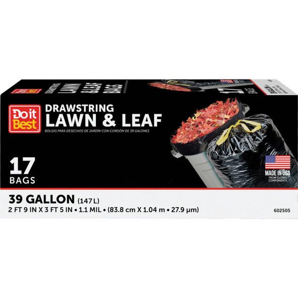 Do it Best 39 Gal. Black Drawstring Lawn & Leaf Bag (17-Count) 602505
