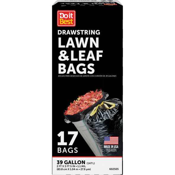 Do it Best 39 Gal. Black Drawstring Lawn & Leaf Bag (17-Count)