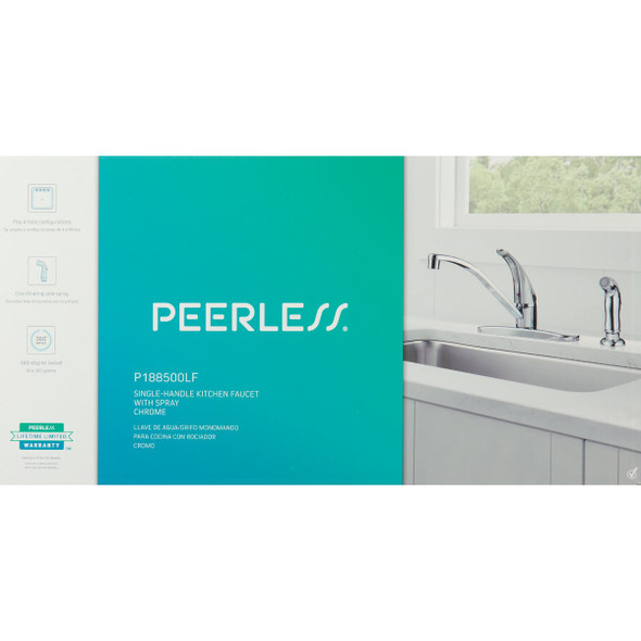 Peerless 1-Handle Lever Kitchen Faucet with Side Spray, Chrome P188500LF 460502