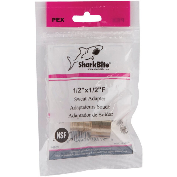 SharkBite 1-2 In. Female Sweat x 1-2 In. CF Brass PEX Adapter UC600LFA 461574
