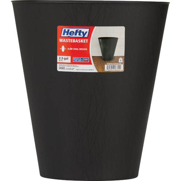 Hefty 2.3 Gal. Black Wastebasket HFT-672075-4 602123