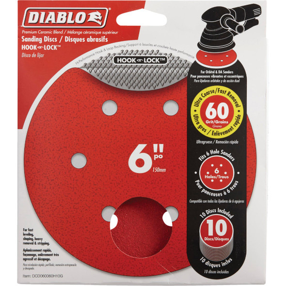 Diablo 10pk 6" 60g Sanding Disc DCD060060H10G Diablo 10pk 6" 60g Sanding Disc DCD060060H10G
