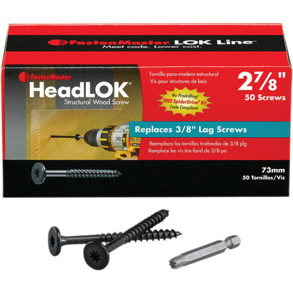 FastenMaster HeadLok 2-7/8 In. Structural Wood Screw (50 Ct.) FMHLGMTT278-50