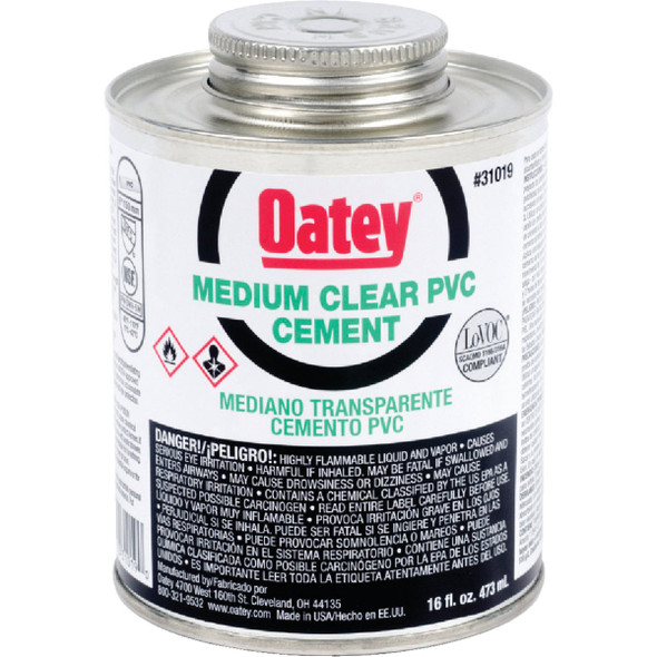 Oatey 1 Pt. Medium Bodied Clear PVC Cement 31019