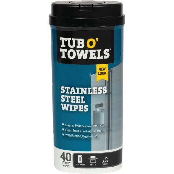 Tub O' Towels Stainless Steel Wipes (40-Count) TW40-SS