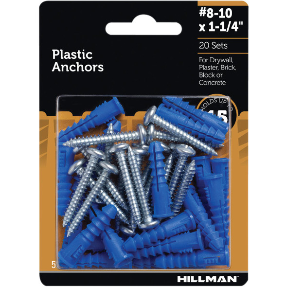 Hillman #12 - #14 - #16 Thread x 1-1-2 In. Green Ribbed Plastic Anchor (4-Count) 5109 200490