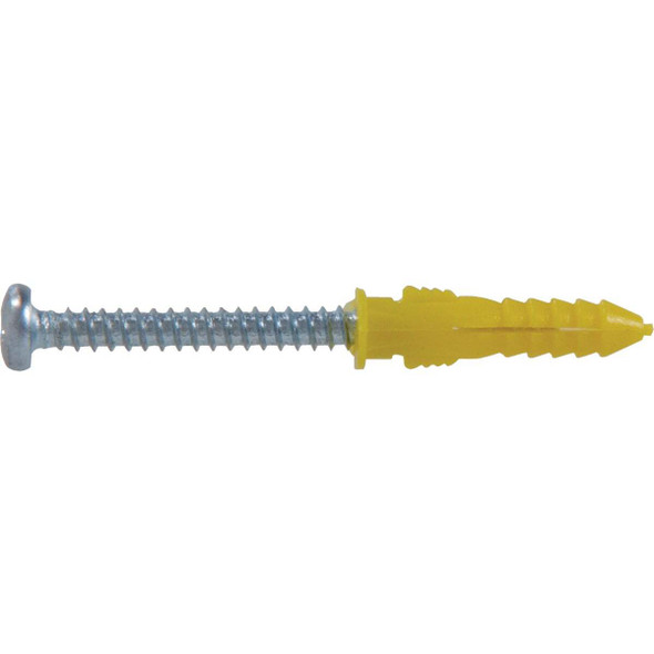 Hillman #4 - #6 - #8 Thread x 7/8 In. Yellow Ribbed Plastic Anchor (75-Count)